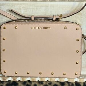 Michael Kors Saffiano Sandrine Lg EastWest Studded Crossbody in Ballet